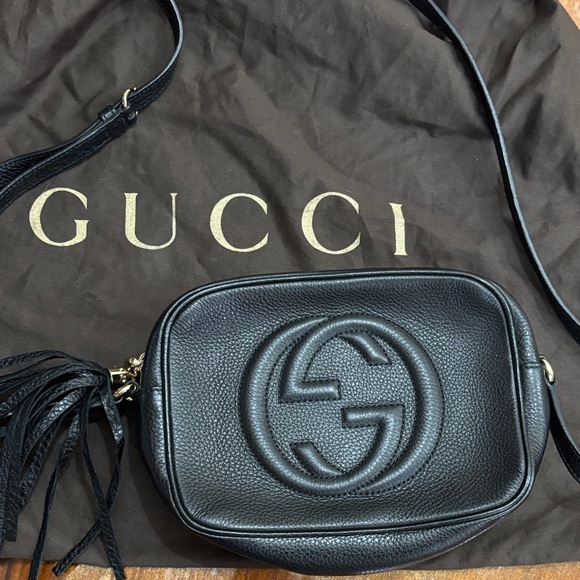 Gucci Handbags - Gucci Black Pebbled Leather Crossbody Bag